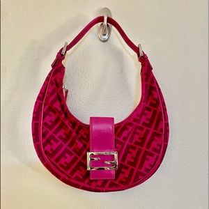 Fendi pink cloth/leather handbag